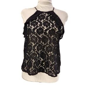 H&M Coachella Women's Size 6 Black Lace Boho Camisole Festival Top